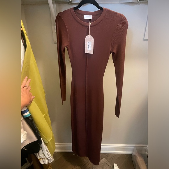Brown Meshki Maxi Bodycon Dress NWT - Picture 2 of 5